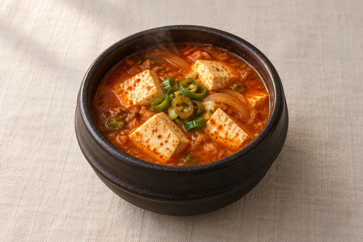Tofu jjigae · Illustrative images. These are not photographs of the actual product, salt pans or work at the source.