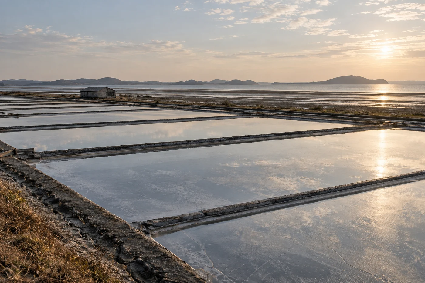 Illustration of the tidal-flat coast in evening light